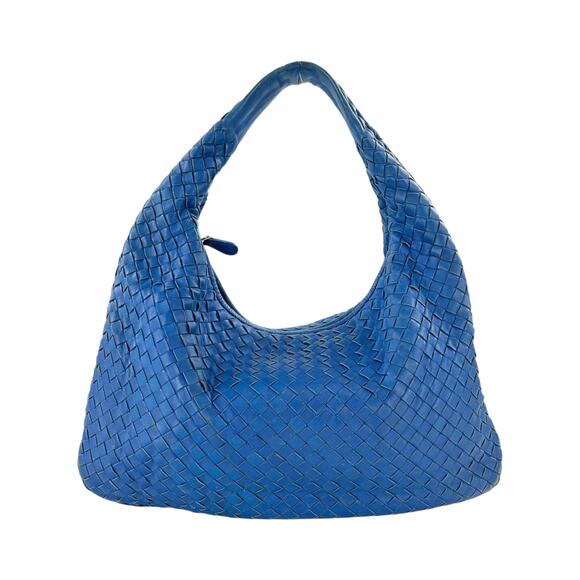 Bottega Veneta Handbags - Bottega Veneta Blue Intrecciato Leather Hobo Bag